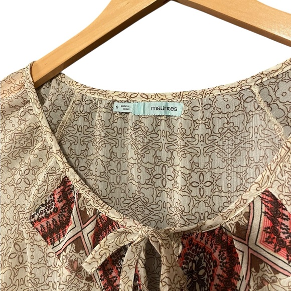 Bohemian Beige Patterned Women's Top - Picture 3 of 3